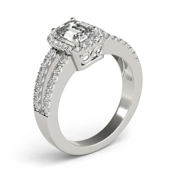 Lynsey Emerald Moissanite Split Shank Halo Engagement Ring Fire Brilliance Rings
