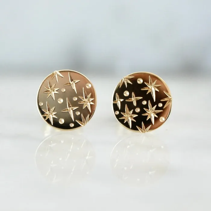 Made By Gem Breakfast Earrings Orion Star Celestial Engraved Earrings