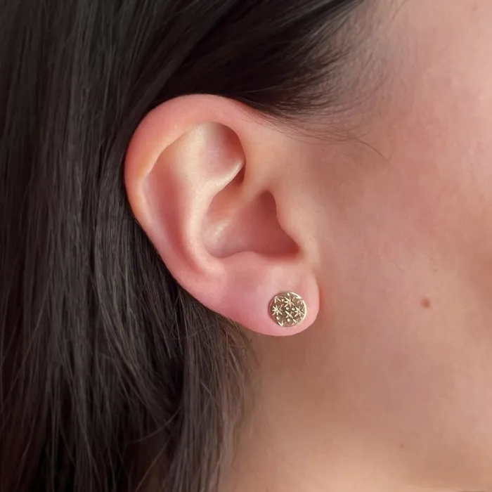 Made By Gem Breakfast Earrings Orion Star Celestial Engraved Earrings