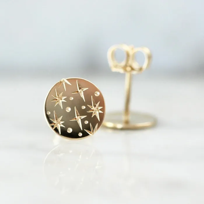 Made By Gem Breakfast Earrings Orion Star Celestial Engraved Earrings