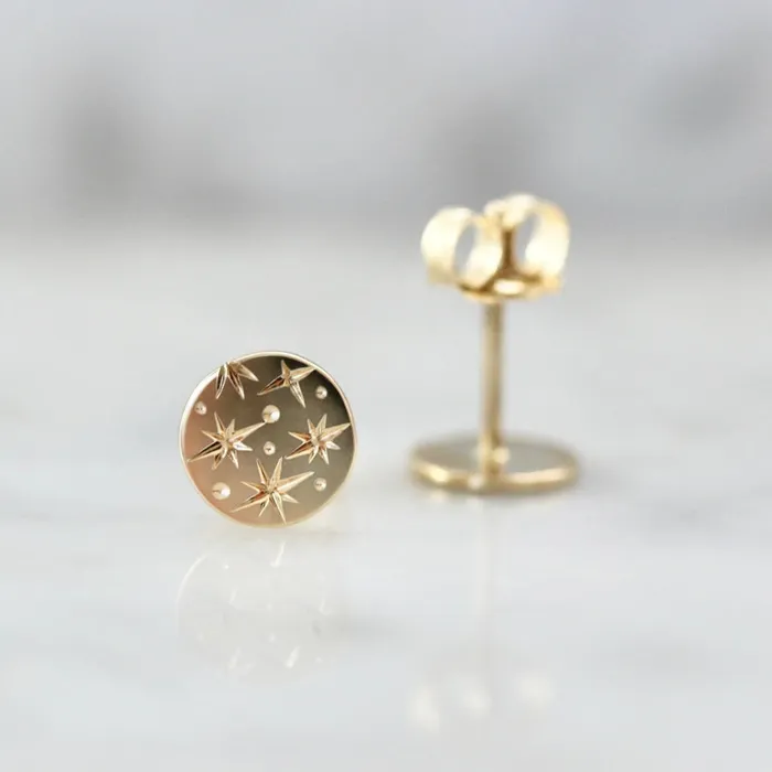 Made By Gem Breakfast Earrings Orion Star Celestial Engraved Earrings