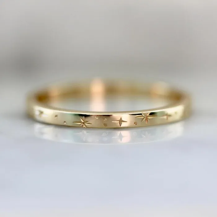 Made By Gem Breakfast Rings Orion Star Celestial Engraved Gold Band