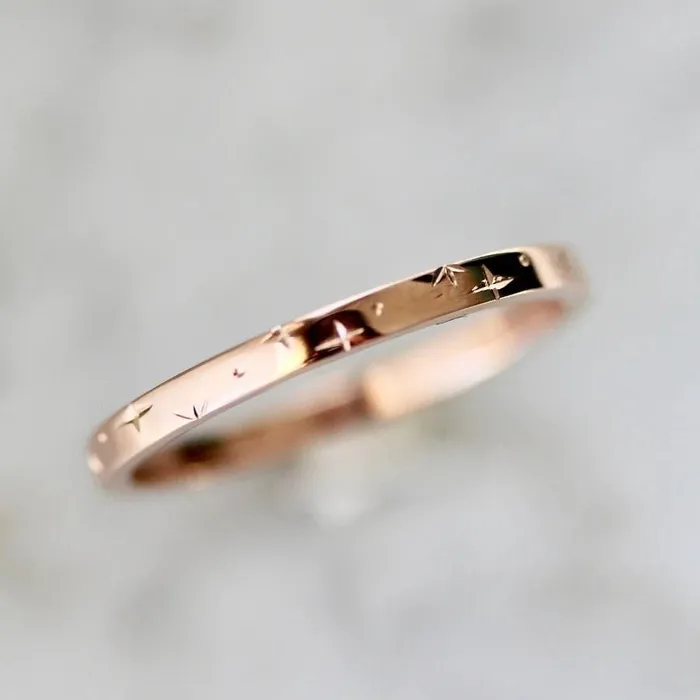 Made By Gem Breakfast Rings Orion Star Celestial Engraved Gold Band