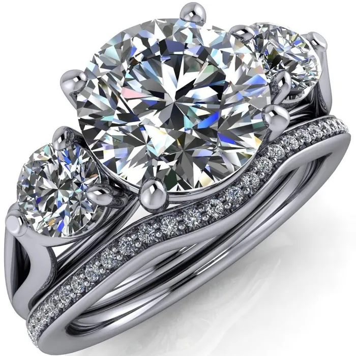 Marianna Round Center Stone Diamond Side Under Bezel Split Shank Engagement Ring Fire Brilliance Rings Marianna Round Center Stone Diamond Side Under Bezel Split Shank Engagement Ring Fire Brilliance Rings