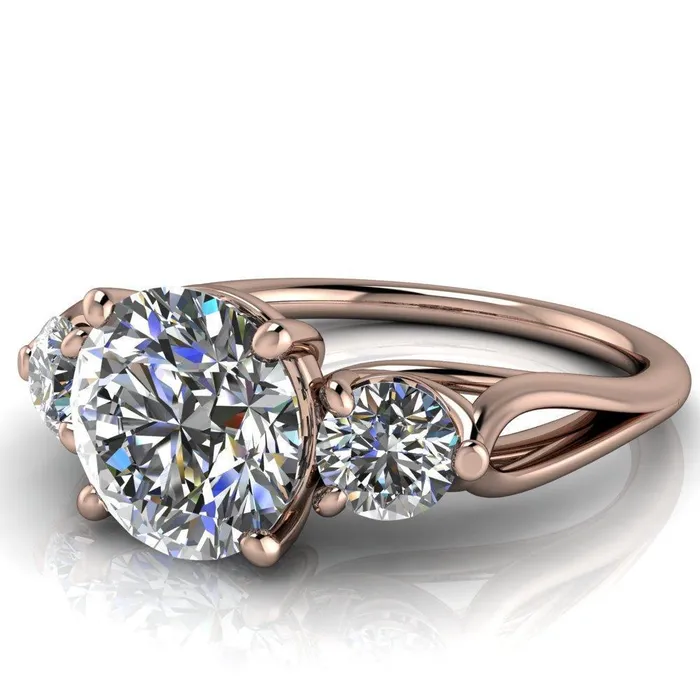 Marianna Round Center Stone Diamond Side Under Bezel Split Shank Engagement Ring Fire Brilliance Rings