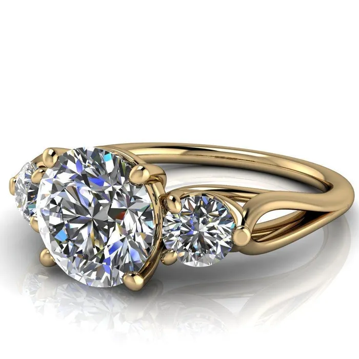 Marianna Round Center Stone Diamond Side Under Bezel Split Shank Engagement Ring Fire Brilliance Rings