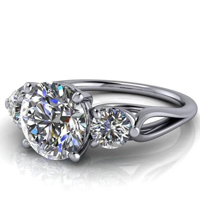 Marianna Round Center Stone Diamond Side Under Bezel Split Shank Engagement Ring Fire Brilliance Rings