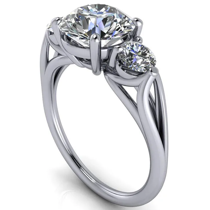 Marianna Round Center Stone Diamond Side Under Bezel Split Shank Engagement Ring Fire Brilliance Rings