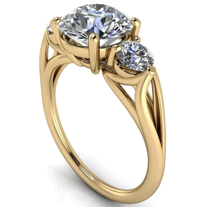 Marianna Round Center Stone Diamond Side Under Bezel Split Shank Engagement Ring Fire Brilliance Rings