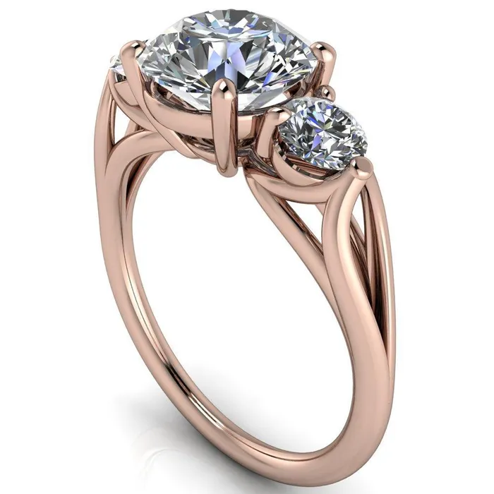 Marianna Round Center Stone Diamond Side Under Bezel Split Shank Engagement Ring Fire Brilliance Rings
