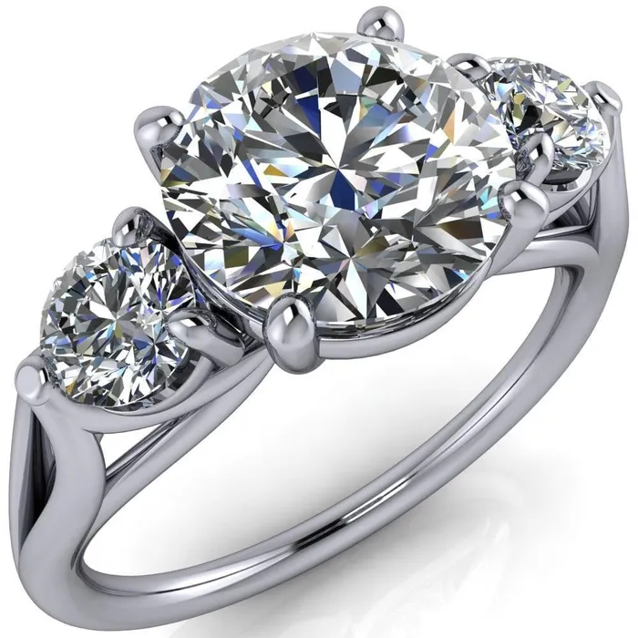 Marianna Round Center Stone Diamond Side Under Bezel Split Shank Engagement Ring Fire Brilliance Rings