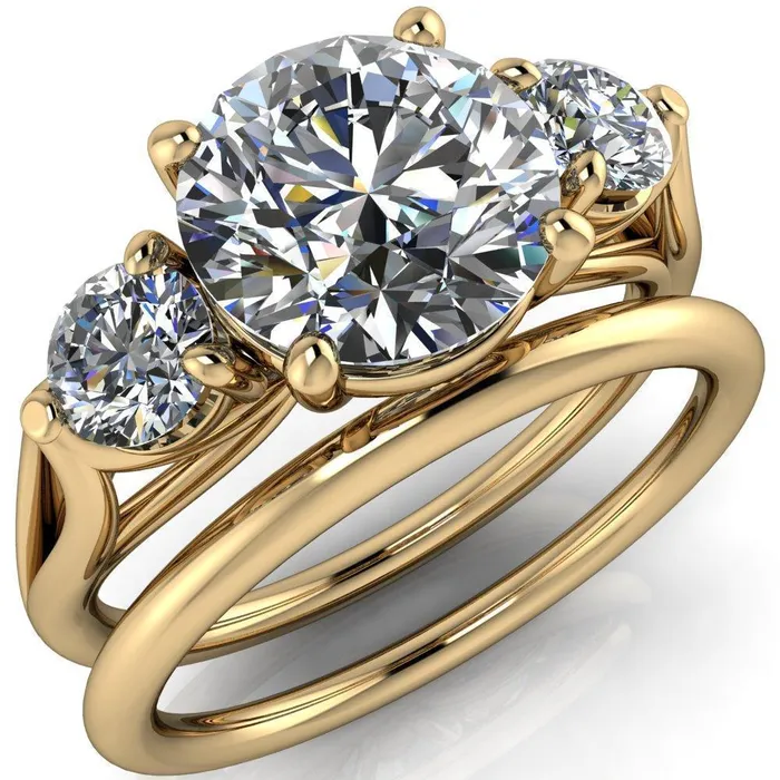 Marianna Round Center Stone Diamond Side Under Bezel Split Shank Engagement Ring Fire Brilliance Rings