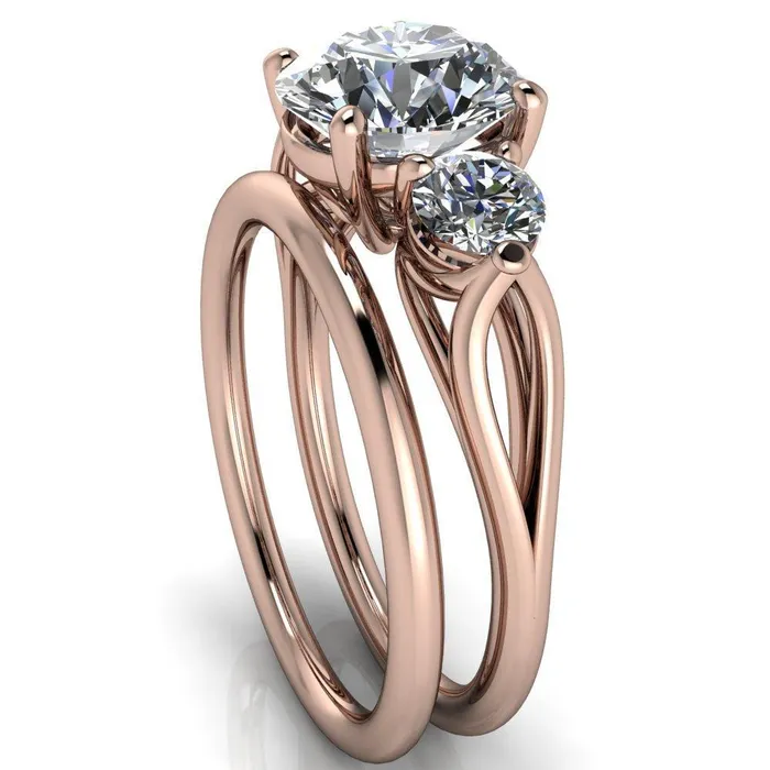 Marianna Round Center Stone Diamond Side Under Bezel Split Shank Engagement Ring Fire Brilliance Rings