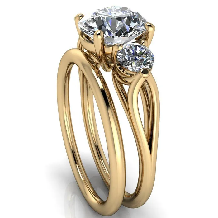 Marianna Round Center Stone Diamond Side Under Bezel Split Shank Engagement Ring Fire Brilliance Rings
