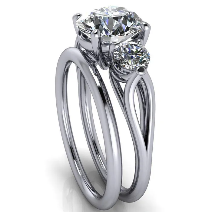 Marianna Round Center Stone Diamond Side Under Bezel Split Shank Engagement Ring Fire Brilliance Rings