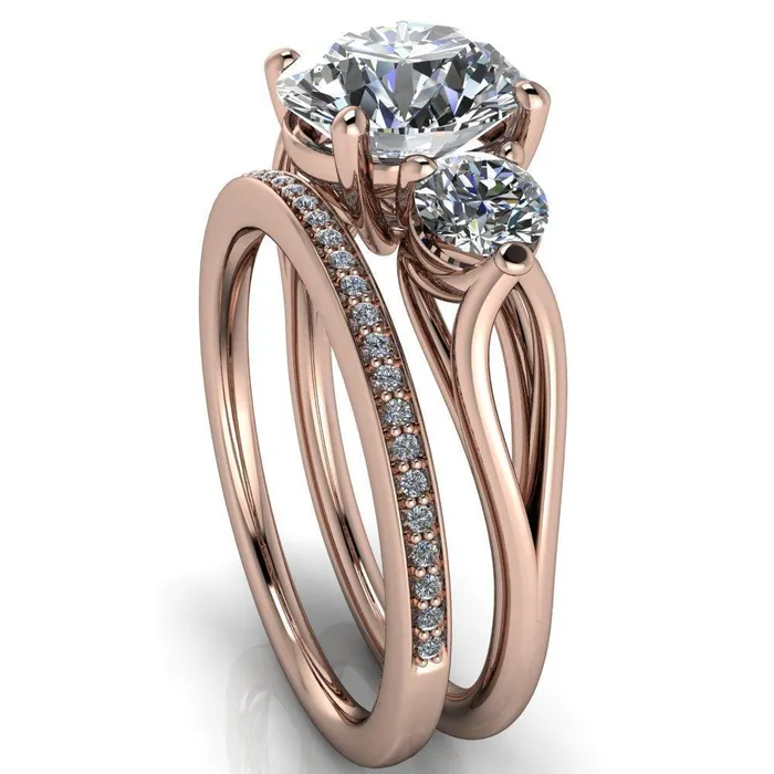 Marianna Round Center Stone Diamond Side Under Bezel Split Shank Engagement Ring Fire Brilliance Rings