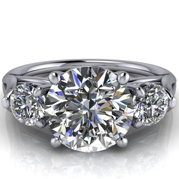 Marianna Round Center Stone Diamond Side Under Bezel Split Shank Engagement Ring Fire Brilliance Rings