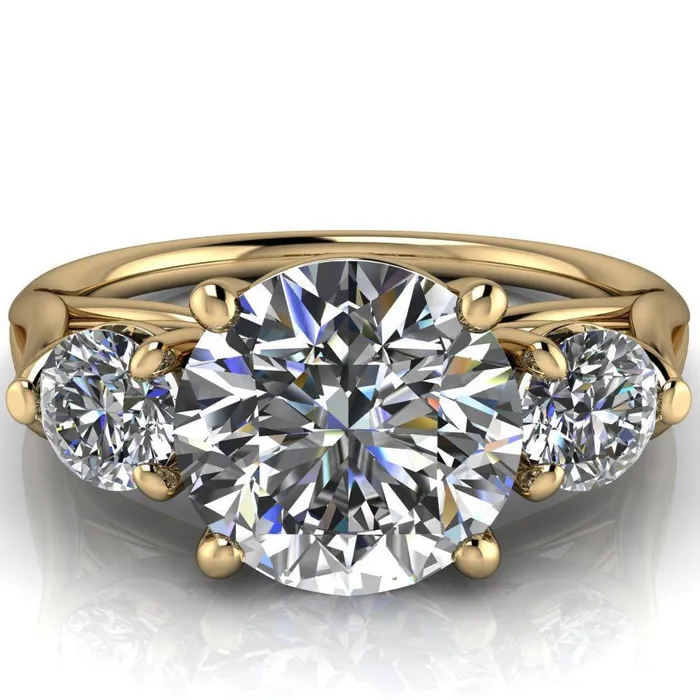 Marianna Round Center Stone Diamond Side Under Bezel Split Shank Engagement Ring Fire Brilliance Rings