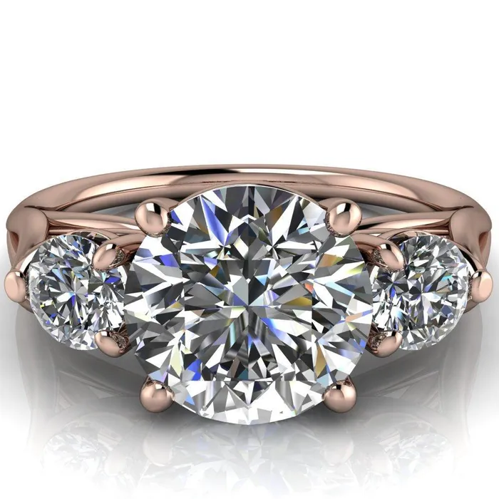 Marianna Round Center Stone Diamond Side Under Bezel Split Shank Engagement Ring Fire Brilliance Rings