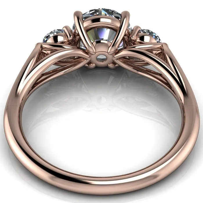 Marianna Round Center Stone Diamond Side Under Bezel Split Shank Engagement Ring Fire Brilliance Rings