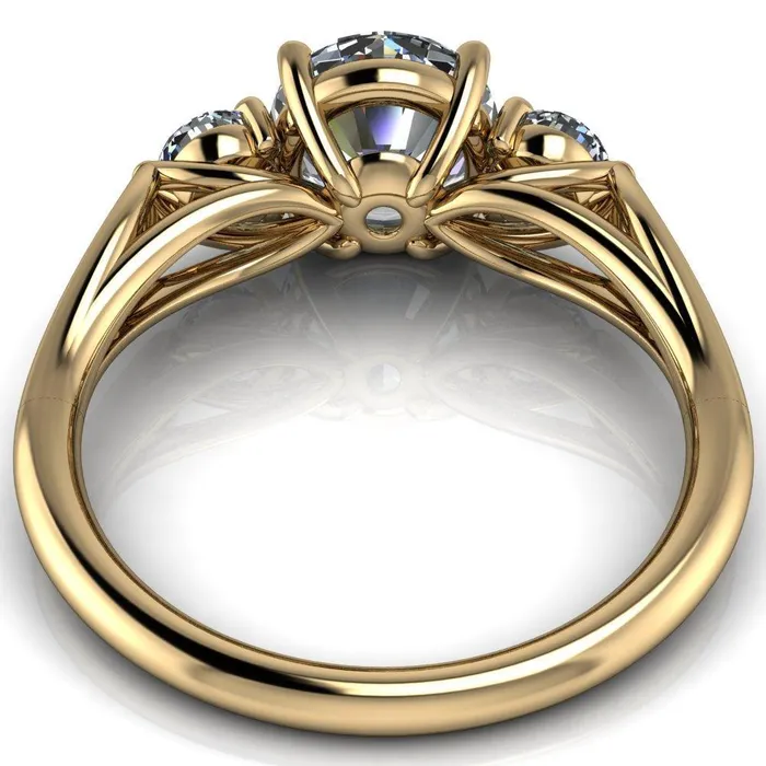 Marianna Round Center Stone Diamond Side Under Bezel Split Shank Engagement Ring Fire Brilliance Rings