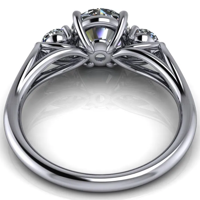 Marianna Round Center Stone Diamond Side Under Bezel Split Shank Engagement Ring Fire Brilliance Rings
