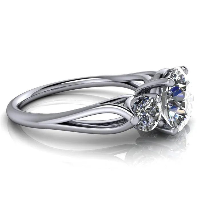 Marianna Round Center Stone Diamond Side Under Bezel Split Shank Engagement Ring Fire Brilliance Rings