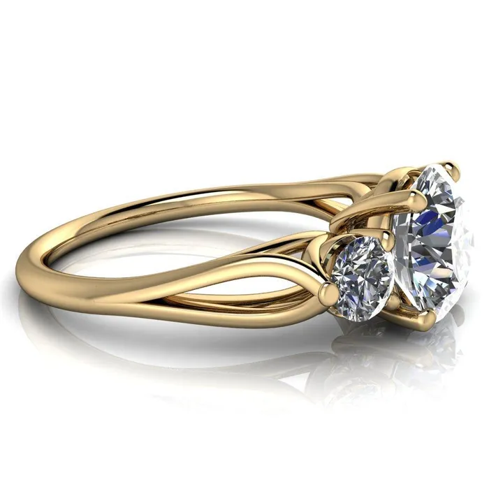 Marianna Round Center Stone Diamond Side Under Bezel Split Shank Engagement Ring Fire Brilliance Rings