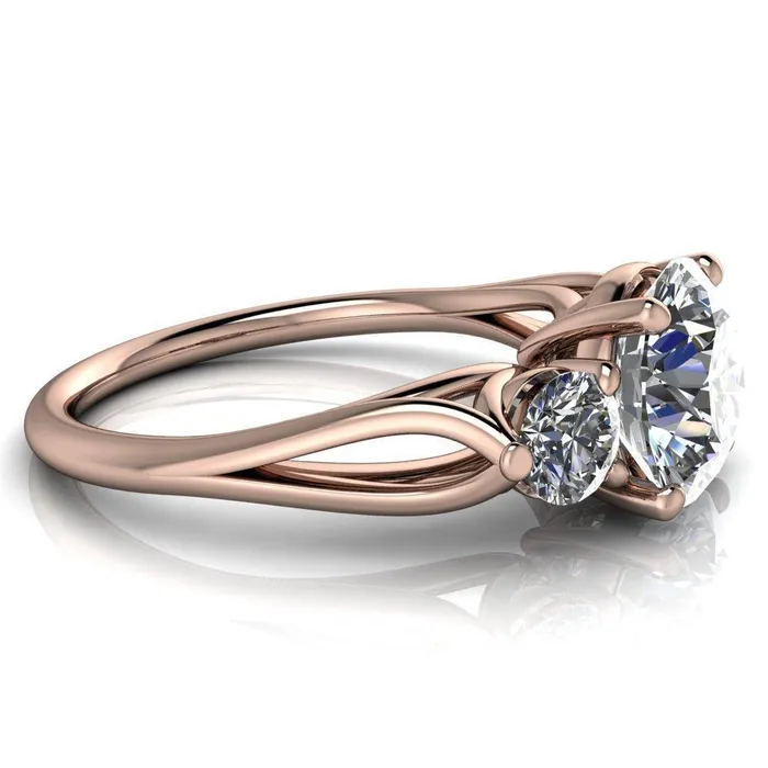 Marianna Round Center Stone Diamond Side Under Bezel Split Shank Engagement Ring Fire Brilliance Rings