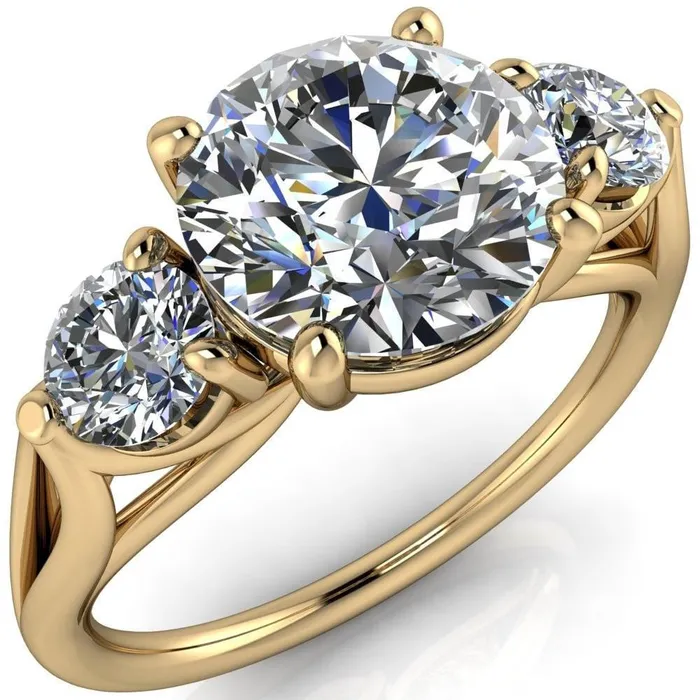 Marianna Round Center Stone Diamond Side Under Bezel Split Shank Engagement Ring Fire Brilliance Rings