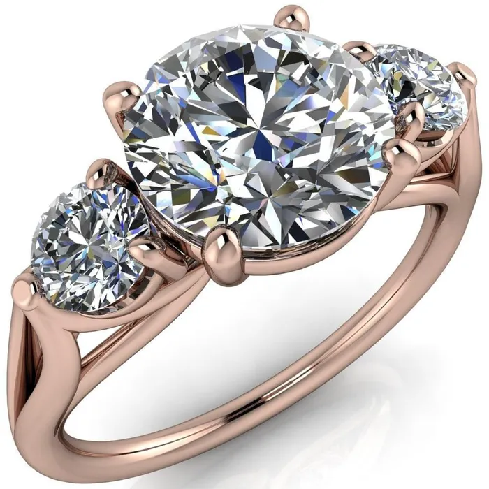 Marianna Round Center Stone Diamond Side Under Bezel Split Shank Engagement Ring Fire Brilliance Rings