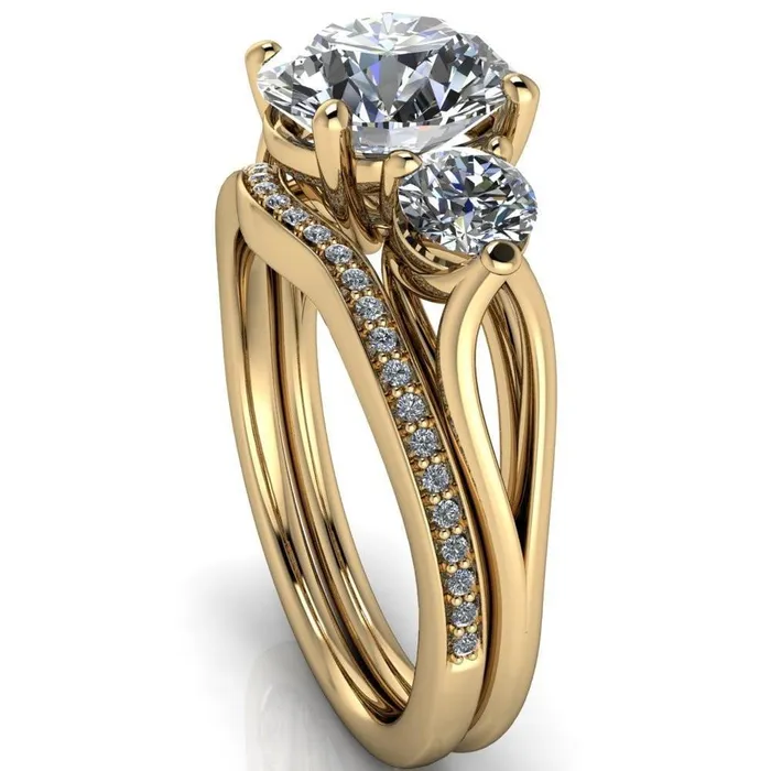 Marianna Round Center Stone Diamond Side Under Bezel Split Shank Engagement Ring Fire Brilliance Rings