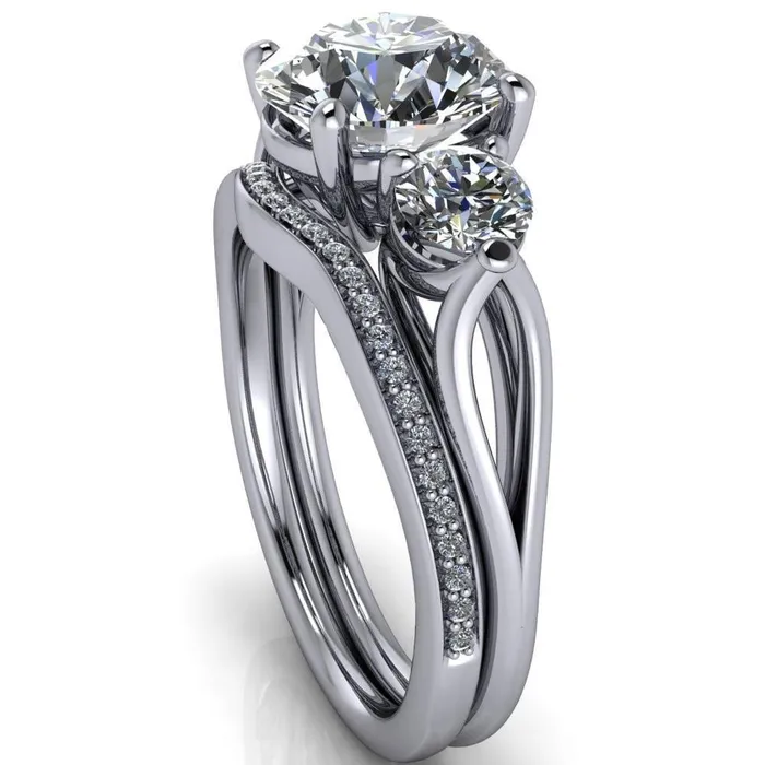 Marianna Round Center Stone Diamond Side Under Bezel Split Shank Engagement Ring Fire Brilliance Rings