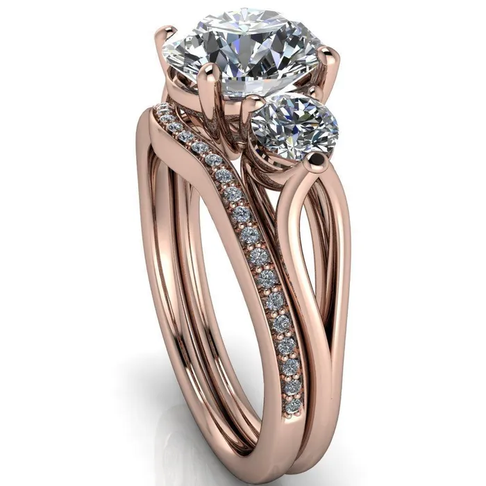 Marianna Round Center Stone Diamond Side Under Bezel Split Shank Engagement Ring Fire Brilliance Rings