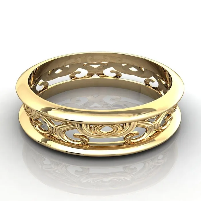 Marie Etched Design Filigree Eternity Wedding Band Fire Brilliance Rings
