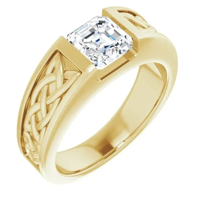 Matthew Asscher Moissanite Scroll Design Thick Ring Fire Brilliance Rings Matthew Asscher Moissanite Scroll Design Thick Ring Fire Brilliance Rings