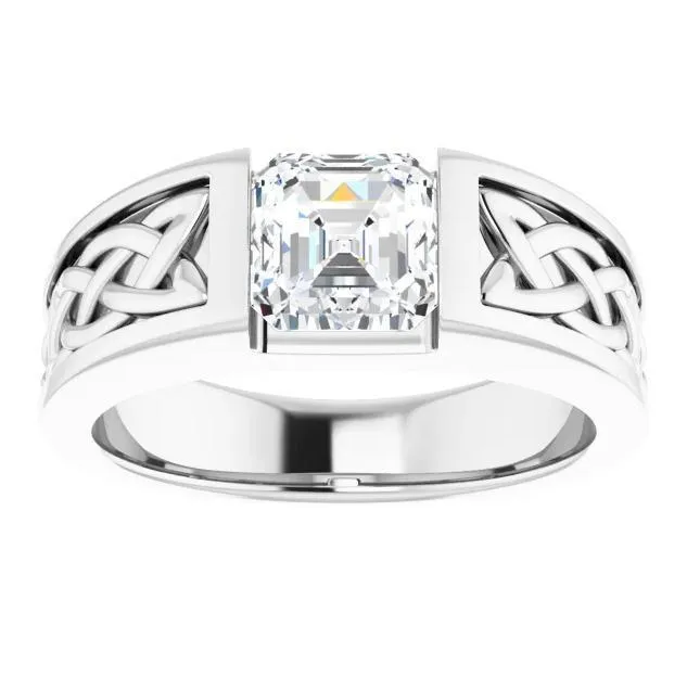 Matthew Asscher Moissanite Scroll Design Thick Ring Fire Brilliance Rings