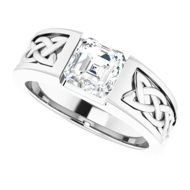 Matthew Asscher Moissanite Scroll Design Thick Ring Fire Brilliance Rings