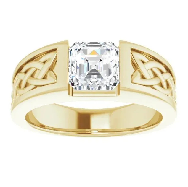 Matthew Asscher Moissanite Scroll Design Thick Ring Fire Brilliance Rings
