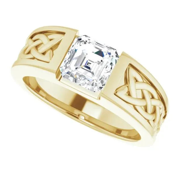 Matthew Asscher Moissanite Scroll Design Thick Ring Fire Brilliance Rings