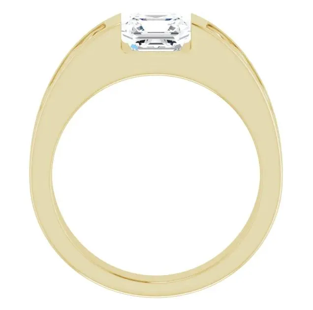 Matthew Asscher Moissanite Scroll Design Thick Ring Fire Brilliance Rings