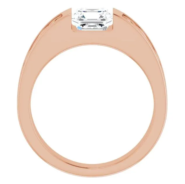 Matthew Asscher Moissanite Scroll Design Thick Ring Fire Brilliance Rings