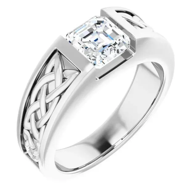 Matthew Asscher Moissanite Scroll Design Thick Ring Fire Brilliance Rings