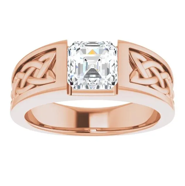 Matthew Asscher Moissanite Scroll Design Thick Ring Fire Brilliance Rings