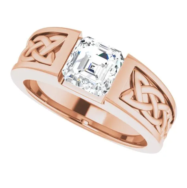 Matthew Asscher Moissanite Scroll Design Thick Ring Fire Brilliance Rings