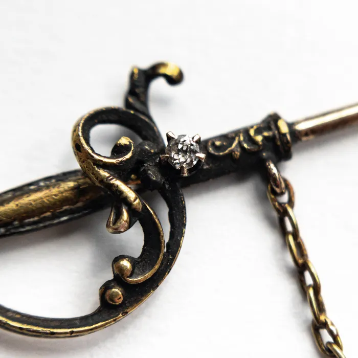 Misfit Diamonds 002ct Old European Cut 14K Silver Sword Pin 2275701 Rings