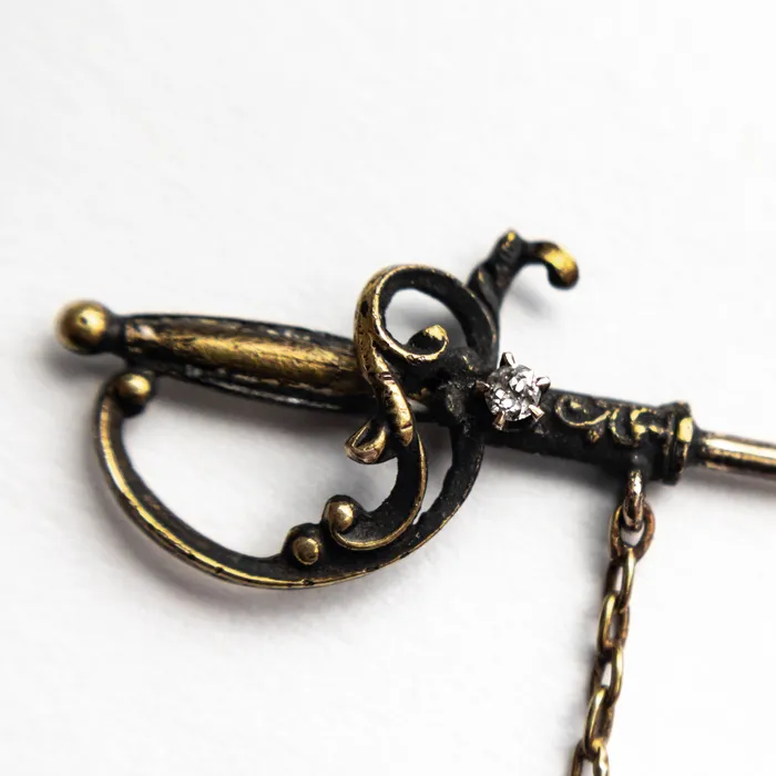 Misfit Diamonds 002ct Old European Cut 14K Silver Sword Pin 2275701 Rings