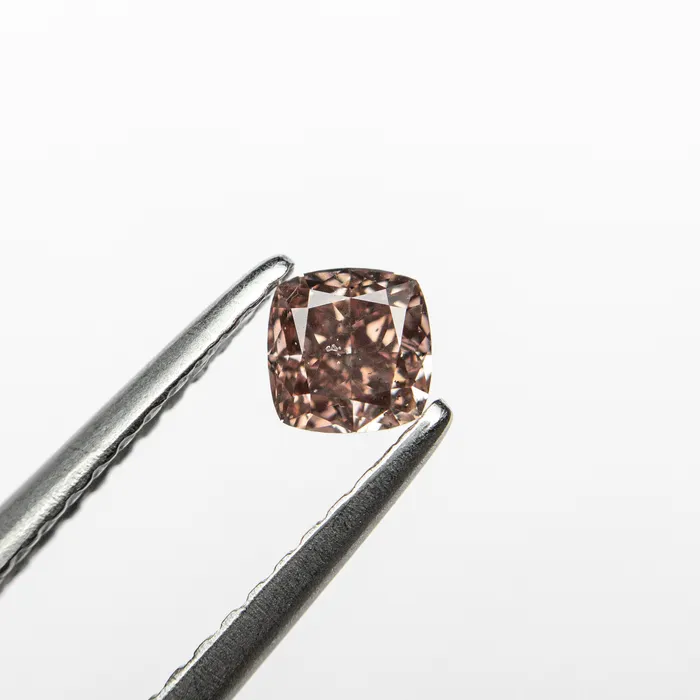 Misfit Diamonds Earrings 030ct 374x369x249mm GIA SI2 Fancy Deep Brownish Orangy Pink Cushion Brilliant 2410401