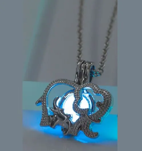 N128 Silver Glow in the Dark Mommy Baby Elephant Necklace with FREE EARRINGS POLLY Necklaces N128 Silver Glow in the Dark Mommy Baby Elephant Necklace with FREE EARRINGS POLLY Necklaces