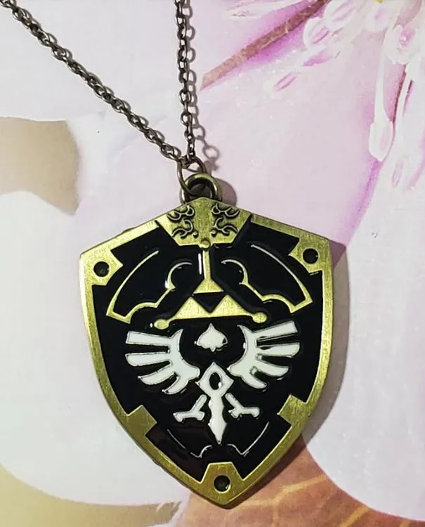 N1703 Gold Shield Necklace with FREE EARRINGS alice Necklaces